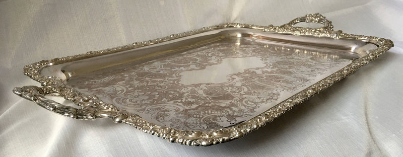 Georgian, George IV period, Sheffield Plated twin handled serving tray. Circa 1830.