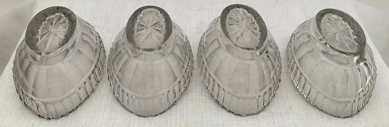 Victorian Set of Four Silver Plated & Cut Glass Salt Dishes, circa 1850 - 1860.