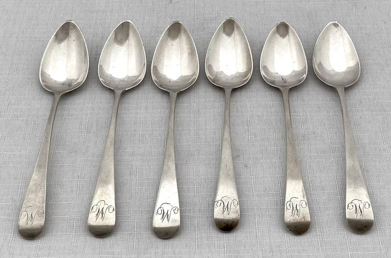 Georgian, George III, Six Silver Teaspoons. London 1804 Godbehere, Wigan & Boult. 2.5 troy ounces.