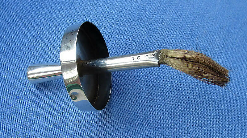 Antique Silver & Cut Glass Glue Pot/Brush/Hallmarked Birmingham 1910