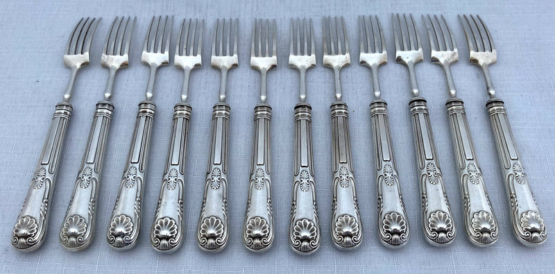 Georgian, George IV, Cased Silver Kings Pattern Dessert Service for Twelve. Sheffield 1822 -1826.