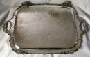 Georgian, George IV period, twin handled Old Sheffield Plate serving tray on four ornate feet. Circa 1820 - 1830.
