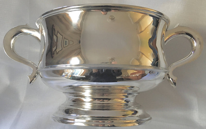 Garrards silver, twin handled, trophy bowl. London 1928 Sebastian Garrard. 43 troy ounces.