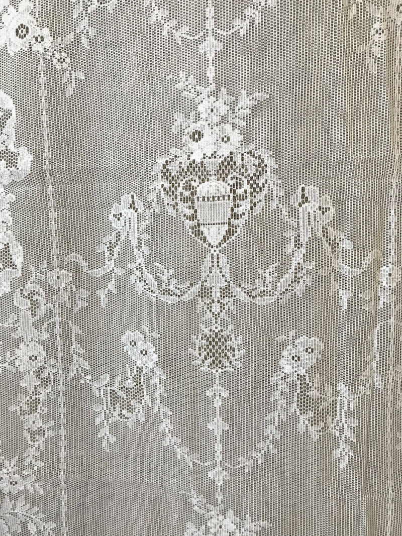 Leila Victorian design cream cotton lace curtain panel 36" x 84" long