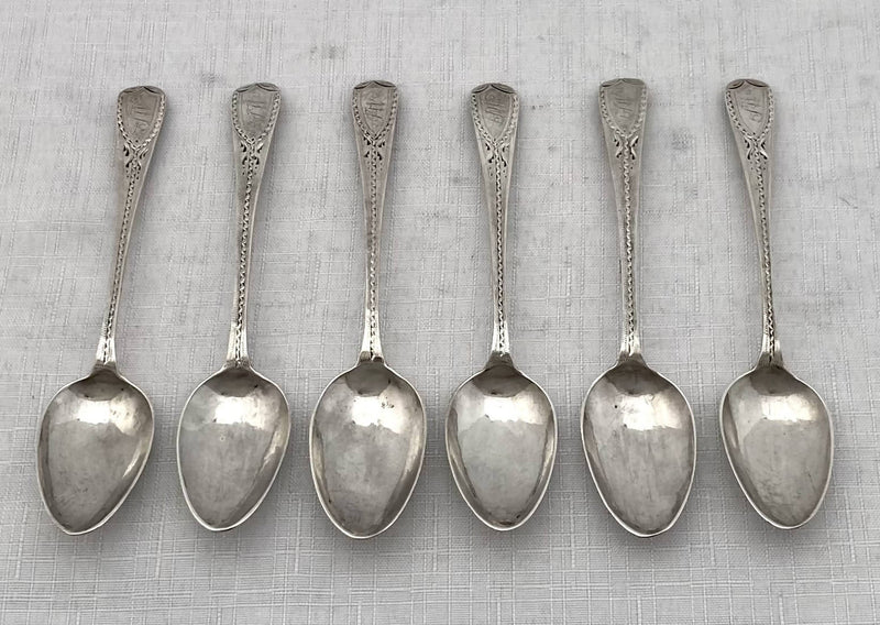 Georgian, George II, Six Silver Teaspoons. London 1793 Solomon Hougham. 2 troy ounces.
