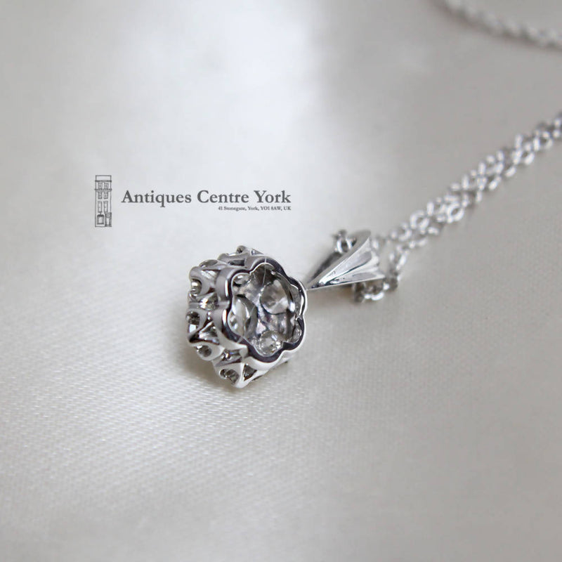 18ct White Gold Diamond Cluster Pendant 0.60ct