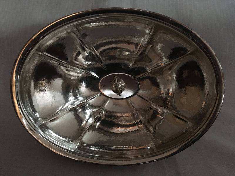 Late Georgian pair of Sheffield Plated, crested, entree dishes and covers.