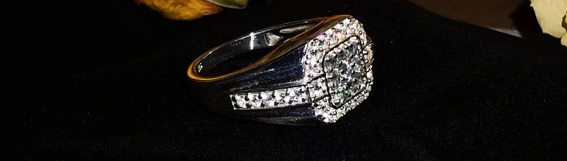 New Alexandrite and Natural Cambodian Zircon Cluster Ring in Platinum Overlay Sterling Silver