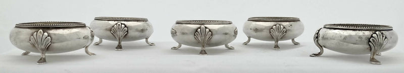 Late Victorian Set of Five Silver Plated Salts with Monogram of Alfred de Rothschild.