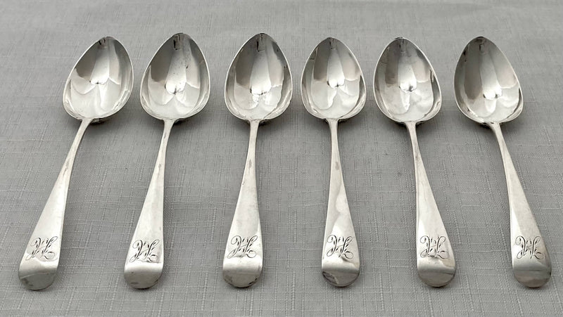 Georgian, George III, Set of Six Silver Teaspoons. London 1805 George Wintle. 2.8 troy ounces.