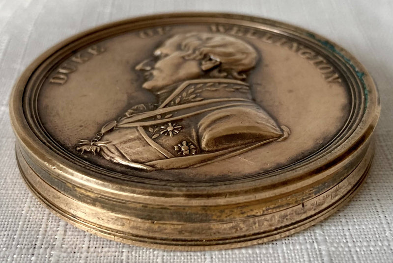 Early 19th Century Duke of Wellington Victories Box Medal with Paper Disc Inserts.