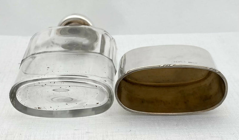 Edwardian Silver & Cut Glass Hip Flask. London 1910 Asprey & Co. Ltd.