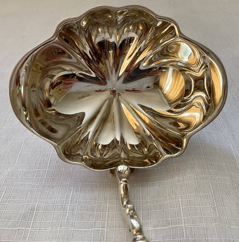 George II Style Silver Plated Toddy Ladle with Turned Fruitwood Handle.