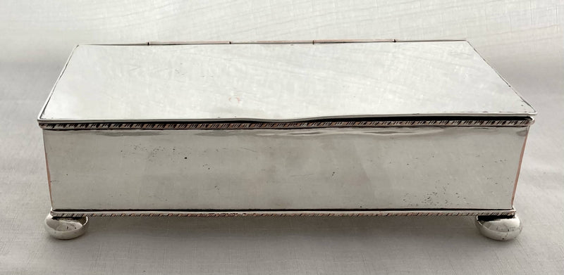 Early 20th Century Silver Plate on Copper Desk Box Inkstand.