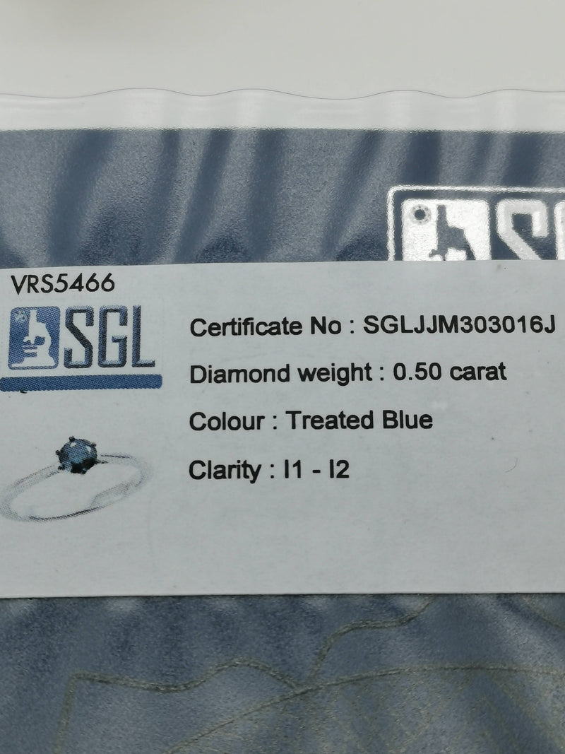 New 1/2 CT blue diamond solitaire ring (Size W)