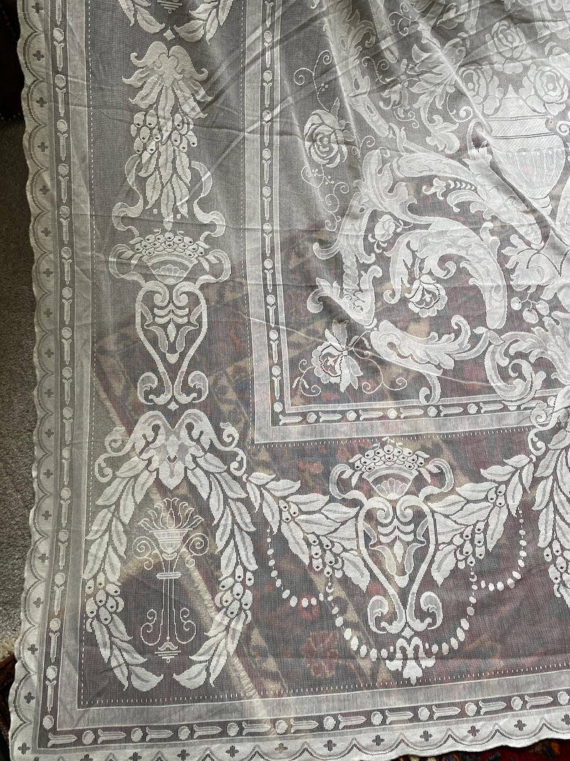Beautiful Antique Elaborate Design white Cotton cotton lace Curtain Panel -175/320cms