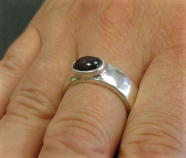 Jake: Garnet cabochon silver ring