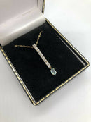 Hallmarked 9ct Yellow Gold Electric Sea Blue & Snowdrop White Topaz Drop Pendant