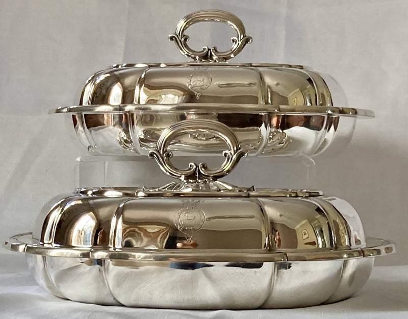 Victorian Regimental Entree Dishes & Covers. Insignia of the Harts (Hertfordshire) MIlitia Regiment.