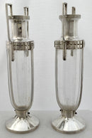 Pair of Art Deco WMF silver plated and glass vases.