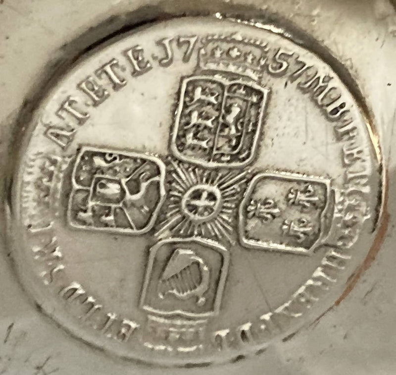 Sheffield Plated Toddy Ladle with inset George II 1757 Silver Sixpence.