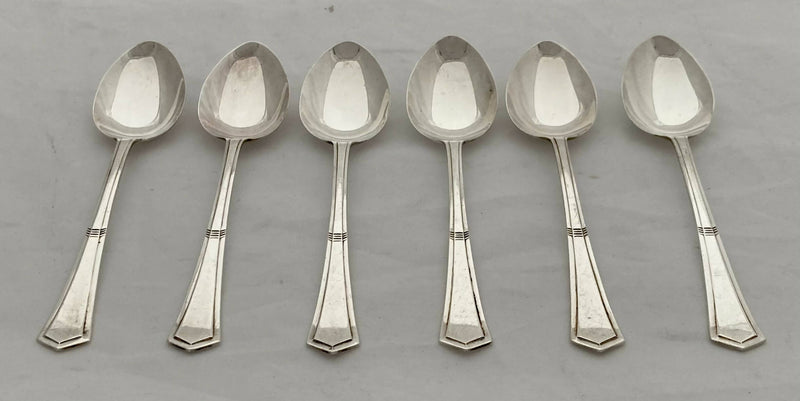 Elizabeth II Six Silver Coffee Spoons. Birmingham 1972 Angora Silver Plate Co. Ltd. 2.1 troy ounces.