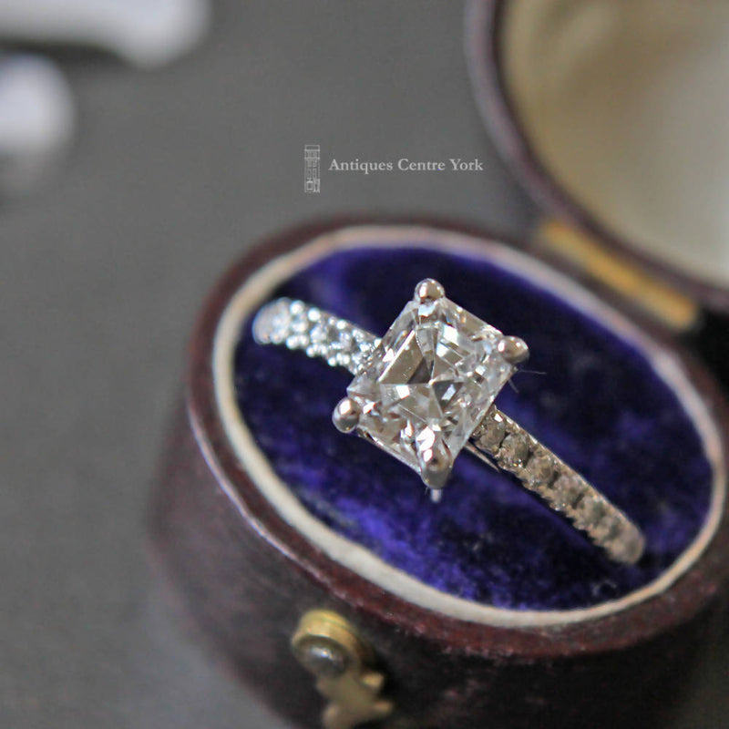 18ct White Gold Emerald Cut Diamond 1.02ct Solitaire Ring