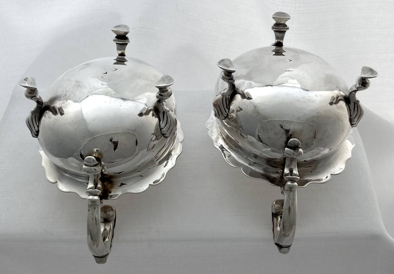Georgian, George II, Pair of Crested Silver Sauce Boats. London circa 1739 - 1755, probably Henry Brind. 18.6 troy ounces.