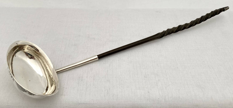Georgian, George III, silver toddy ladle with baleen twist handle. London 1805.