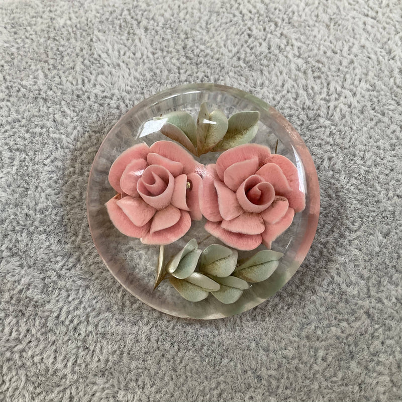 Lucite rose brooch