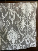 Scottish Madras Panel Remnant Semi Finished with Ornamental Floral Vase design in White 67” / 37”