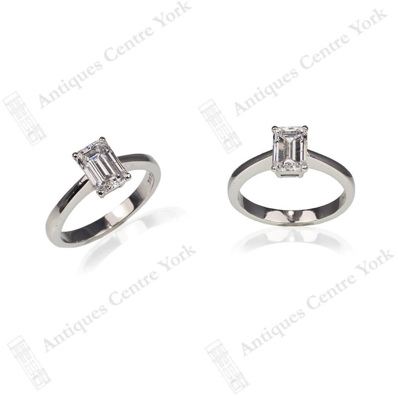 Platinum Certified 1.39cts Emerald-Cut Diamond Solitaire Ring