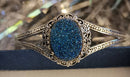 New Artisan Drusy Cobalt Blue (Ovl 20x15mm) Cuff Bangle (Size 7.5) in Sterling Silver 13.00 Ct