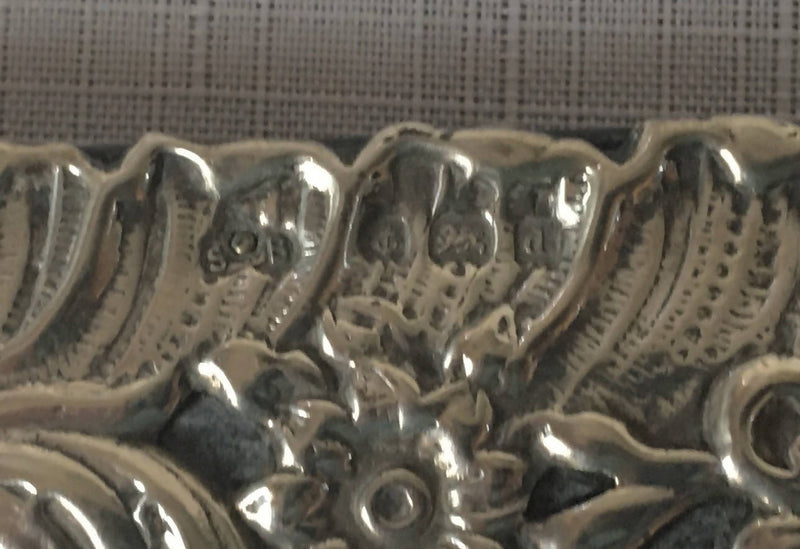 Edwardian silver mounted, Morocco leather and watermarked silk telegrams folder. Birmingham 1903 Synyer & Beddoes.