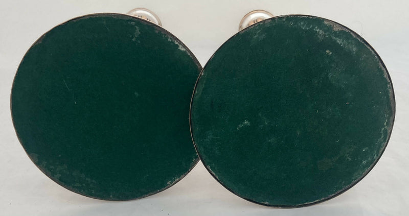 Georgian, Pair of Old Sheffield Plate Crested Candlesticks, circa 1820.