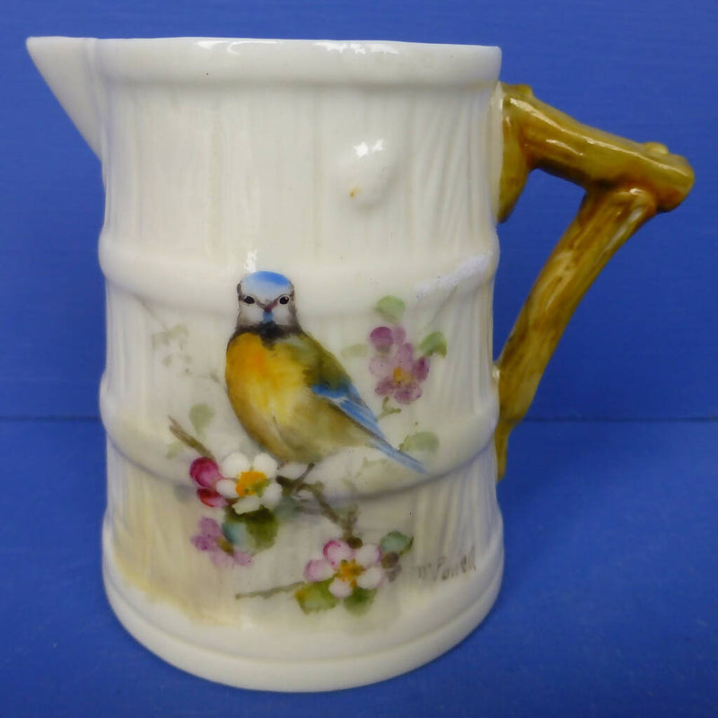 Royal Worcester Barrel Jug - Blue Tit Signed By William Powell