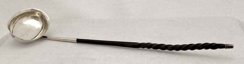 Georgian, George III, silver toddy ladle with baleen twist handle. London 1805.