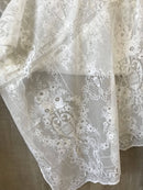 Leila Victorian design cream cotton lace curtain panel 36" x 84" long