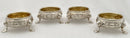 Georgian, George II, Set of Four Silver Salts. London 1742 Edward Wood. 9 troy ounces.