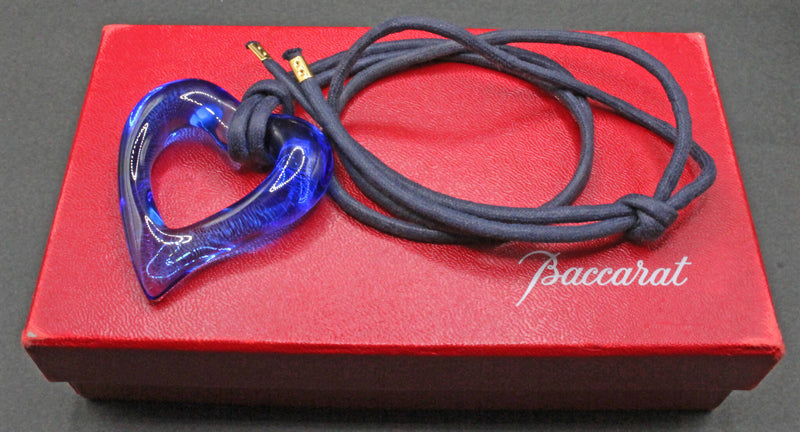 Baccarat blue crystal heart pendant/necklace