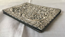 Edwardian silver mounted, Morocco leather and watermarked silk telegrams folder. Birmingham 1903 Synyer & Beddoes.