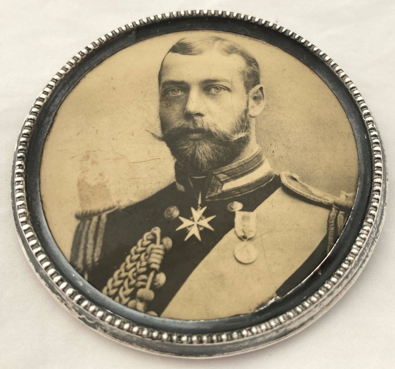 Pair of Victorian Silver Framed Photographs of the Prince of Wales & Prince George. Chester 1900 James Deakin & Sons.