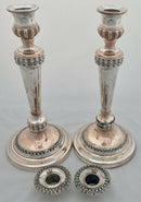 Georgian, Pair of Old Sheffield Plate Crested Candlesticks, circa 1820.