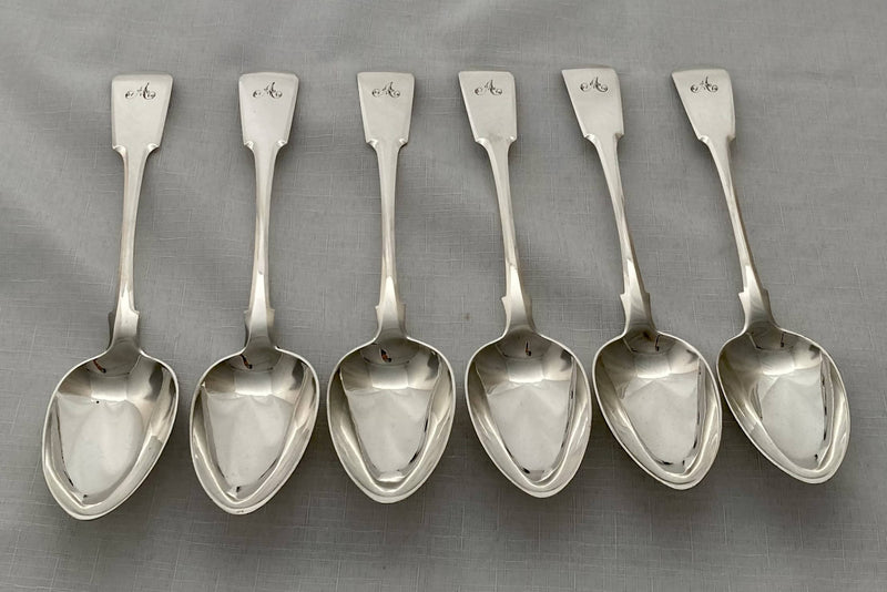 Georgian Set of Six Scottish Provincial Silver Tablespoons. William Jamieson of Aberdeen. 14.1 troy ounces.