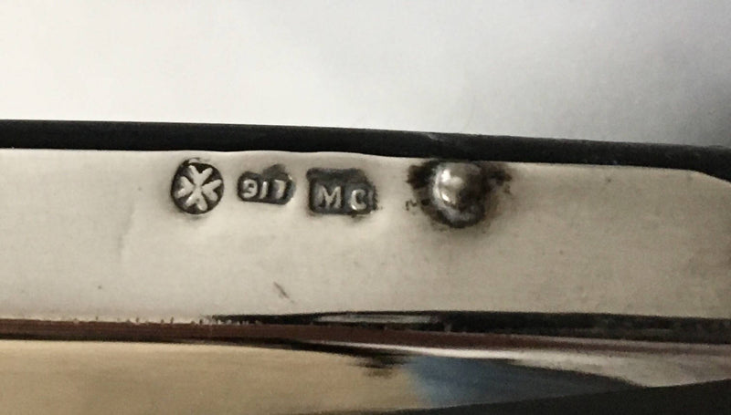 Rare Maltese Roman standard 917 silver desk blotting sheet holder.