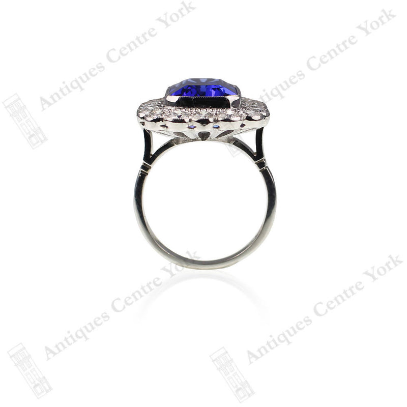 Handmade 18ct White Gold Tanzanite & Diamond Cluster Ring