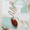 Large Vintage 9ct Amber Pendant & Chain