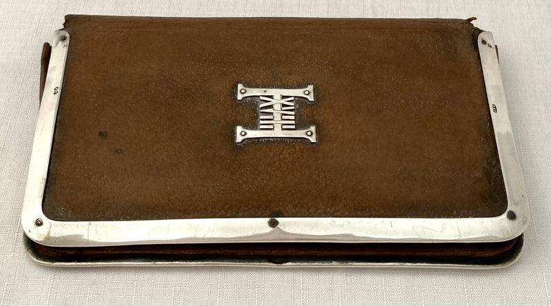 Victorian Silver Mounted Leather Wallet for The 18th Hussars. London 1879 Thomas Edward Tinworth.