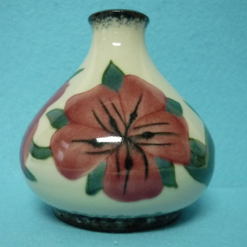 Cobridge Stoneware (Moorcroft Associate Co) Vase Red with Black Trim
