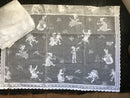 Nursery Rhyme- A Vintage White Cotton Lace Curtain Panel 36"/24" readymade